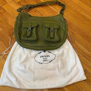 Prada olive green leather bag